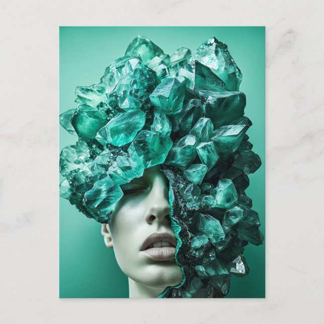 Postal Festiva Máscara de cristal adornada con fluorita mineral C (Anverso)