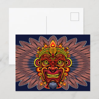 Postal Festiva Máscara ritual del rey guerrero tribal