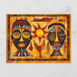 Postal Festiva Mascarillas tribales africanas y pintura solar