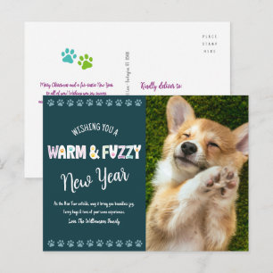 Postal Festiva Mascota cálido y difuso año nuevo fotografía tipog