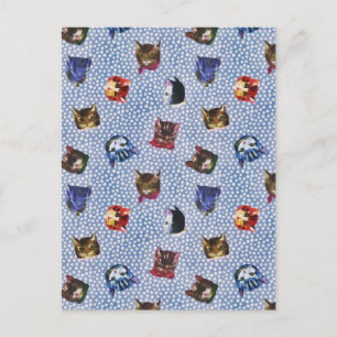 Postal Festiva Mascota Cat Blue Polka Dots Kitten Watercolor