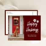 Postal Festiva Mascota de caligrafía roja feliz de Howlidays<br><div class="desc">Feliz Día de Amanecer Mascota de caligrafía roja,  tarjeta postal navideña. Envíe saludos de vacaciones a sus seres queridos con esta tarjeta festiva y moderna. Todos los textos están preorganizados para que puedas personalizarlos fácil y rápidamente con tus propios detalles. Felices fiestas!</div>