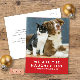 Postal Festiva Mascota gracioso que comimos los Navidades rojos d
