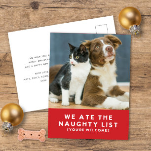 Postal Festiva Mascota gracioso que comimos los Navidades rojos d