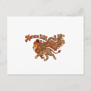 Postal Festiva Mascota León Retro Marruecos 2026 - Marruecos Colo