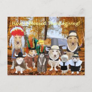 Postal Festiva Mascotas divertidos de personalizable peregrinos e