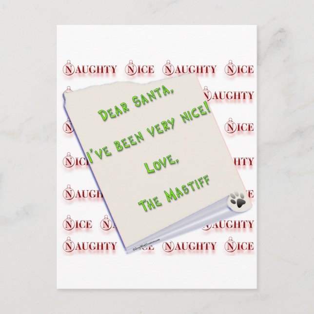 Postal Festiva Mastiff Naughty o Nice (Anverso)