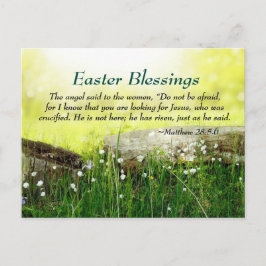 Postal Festiva Mateo 28:5-6 Él no está aquí Ha ascendido, Pascua