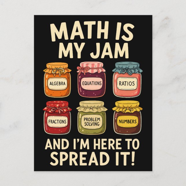 Postal Festiva Math is My Jam - Gracioso diseño docente (Anverso)