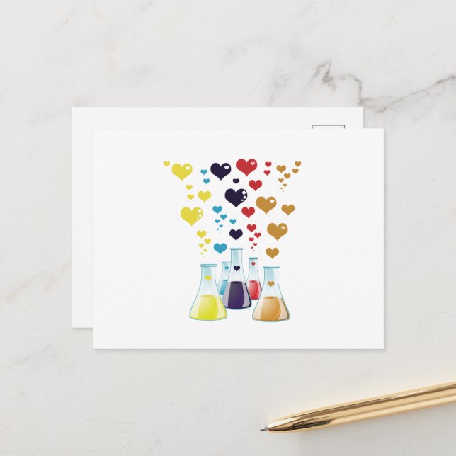 Postal Festiva Matraz, Erlenmeyer, Beaker, Química, Laboratorio (Anverso/Reverso In Situ)