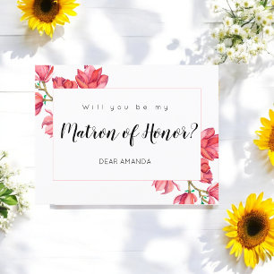 Postal Festiva Matron Honor Pink White Floral Card