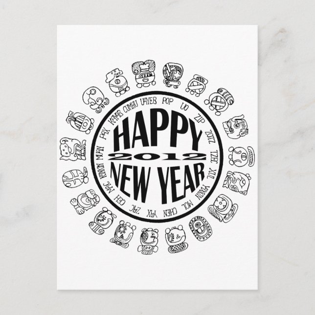 Postal Festiva mayan cal-new año (Anverso)