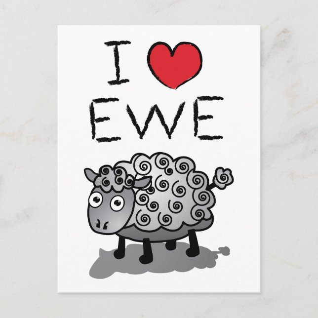 Postal Festiva ¡Me Encanta Ewe! Día de San Valentín (Anverso)