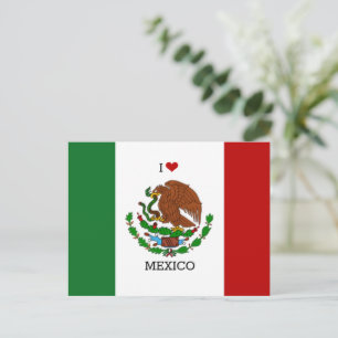 Postal Festiva me encanta méxico - bandera mexicana,