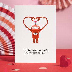Postal Festiva Me Gusta Un Bot Feliz Día de San Valentín