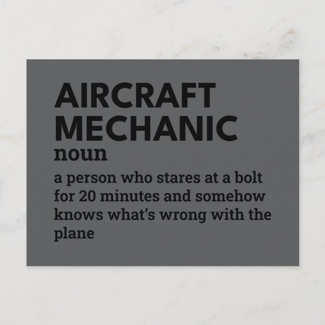 Postal Festiva Mecánico de aeronaves - Definición ingeniosa (Anverso)