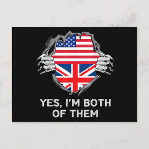 Postal Festiva Media estadounidense mitad británica bandera de In