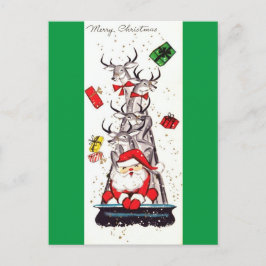 Postal Festiva Mediados de siglo hermosos Santa del vintage y