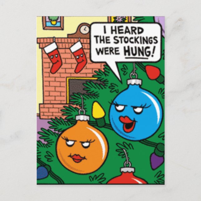 Postal Festiva Medias colgadas (Anverso)