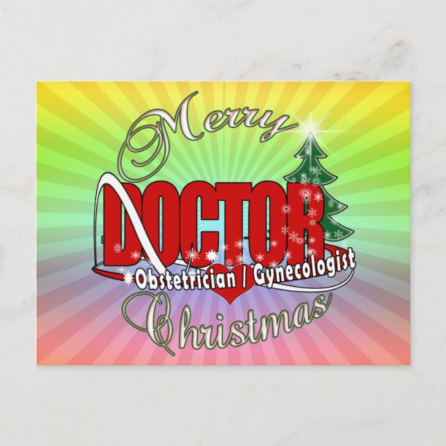 Postal Festiva MÉDICA de NAVIDADES OBSTETRICIANOS / GINECOLOGISTA (Anverso)