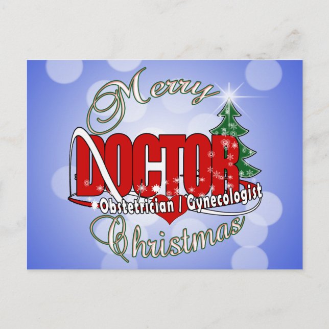 Postal Festiva MÉDICA de NAVIDADES OBSTETRICIANOS / GINECOLOGISTA (Anverso)