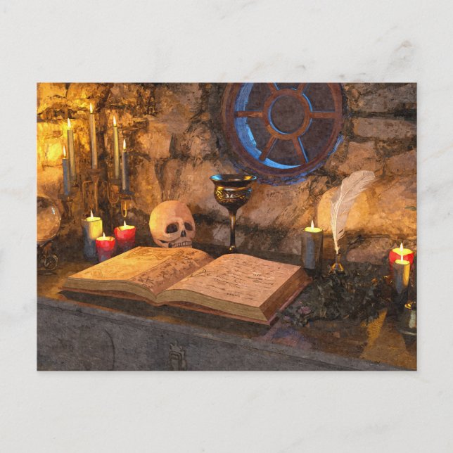 Postal Festiva Medieval Fantasy Wizard's Study (Anverso)