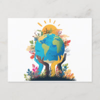 Medio ambiente - Ilustracion terrestre con mano y 