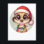Postal Festiva Meerkat Merry Christmas Winter Animals Meerkats<br><div class="desc">El Meerkat para Navidades con luces de hadas. Animales divertidos con luces y gorras de amigos para las vacaciones. Los Merkats son animales dulces y son perfectos para los Navidades. Perfecto para sus hijos en la temporada de navidades.</div>