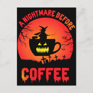 Postal Festiva Mejor café y café de Halloween Diversión