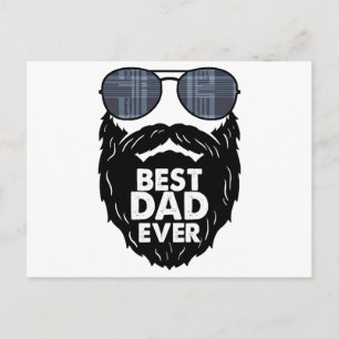 Postal Festiva Mejor papá de todos; barba; papá barbudo; gafas de