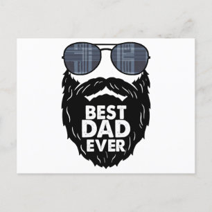 Postal Festiva Mejor Papá de todos los tiempos; barba; papá barbu