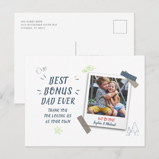 Postal Festiva Mejor Personalizado fotográfico de papá (Anverso / Reverso)