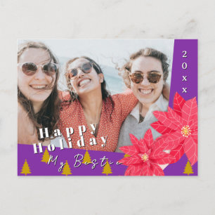 Postal Festiva Mejores Amigos Flor de Nochebuena Feliz Fiesta Fot