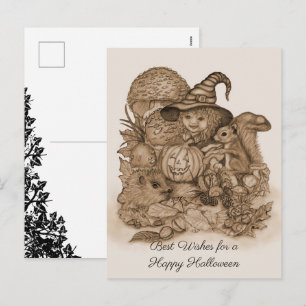 Postal Festiva Mejores deseos para un feliz Halloween