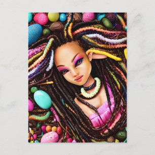 Postal Festiva Melanin Huevo de Pascua Primavera Arcoiris Chica S