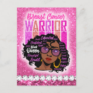 Postal Festiva Melanin mujer guerrera del cáncer de mama sobreviv