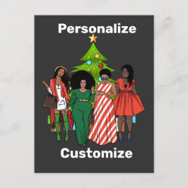 Postal Festiva Melanin Navidades Sista Negro Personalizado person