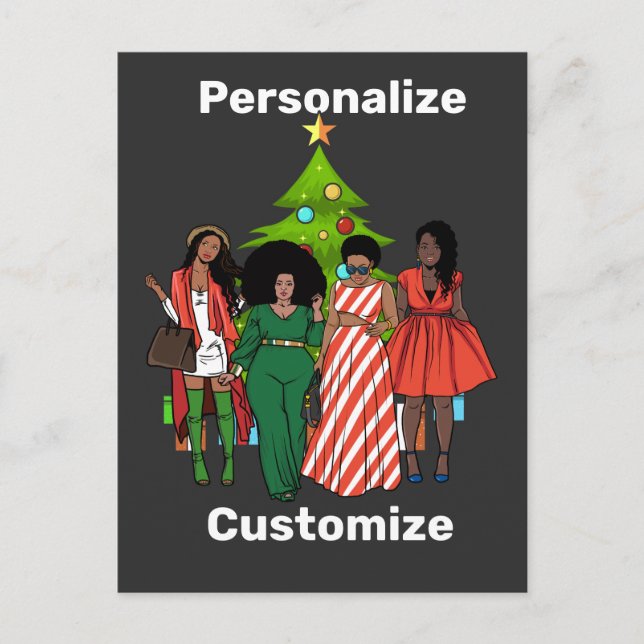 Postal Festiva Melanin Navidades Sista Negro Personalizado person (Anverso)