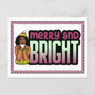 Postal Festiva Melanin Sis negro, Navidades de Melanin y su brill