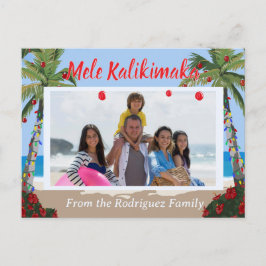 Postal Festiva Mele Kalikimaka Hawaiian Beach Personalized Photo