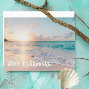 Postal Festiva Mele Kalikimaka Hermosos Navidades de playa