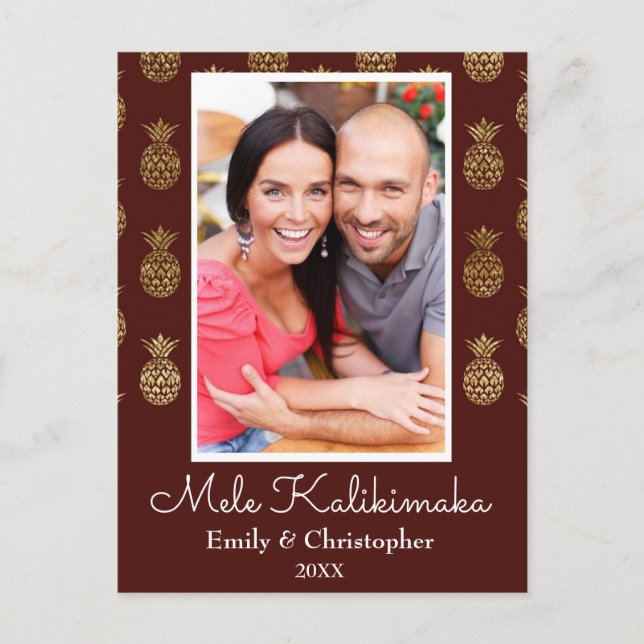 Postal Festiva Mele Kalikimaka Pineapple Christmas Photo Card (Anverso)
