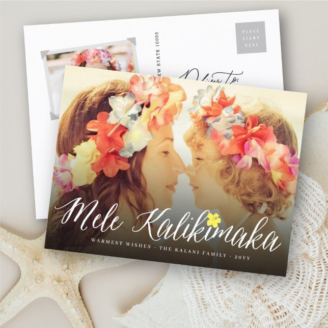 Postal Festiva Mele Kalikimaka Script Moderno Navidades Photo (Subido por el creador)
