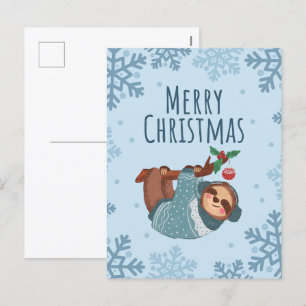 Postal Festiva Melodía acuática navideña y copos de nieve