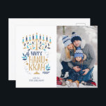 Postal Festiva Menorah feliz Hanukkah<br><div class="desc">Diseño festivo Menorah Happy Hanukkah Photo Holiday.</div>