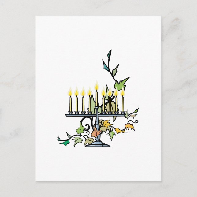 Postal Festiva Menorah y hiedra (Anverso)