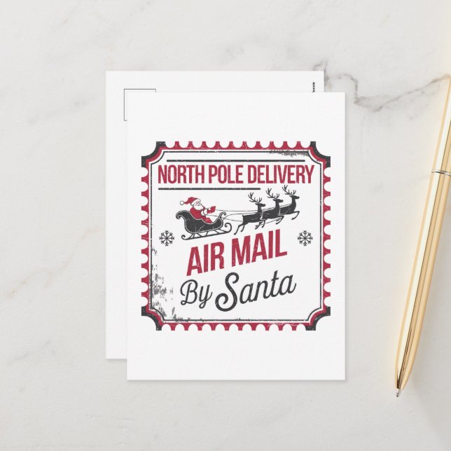 Postal Festiva Mensaje de adición de North Pole Delivery (Anverso/Reverso In Situ)