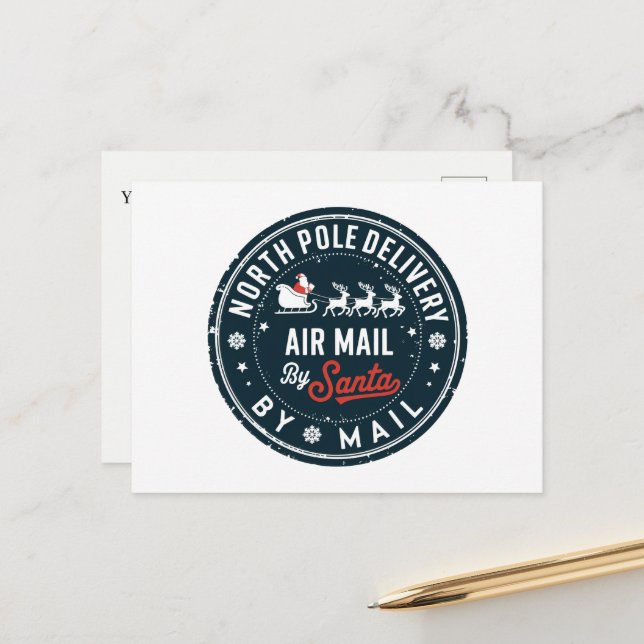 Postal Festiva Mensaje de adición de North Pole Delivery (Anverso/Reverso In Situ)