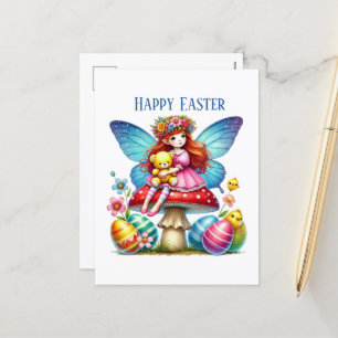 Postal Festiva Mensaje de agregación de cutis Happy Easter Fairy