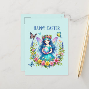 Postal Festiva Mensaje de agregación de cutis Happy Easter Fairy